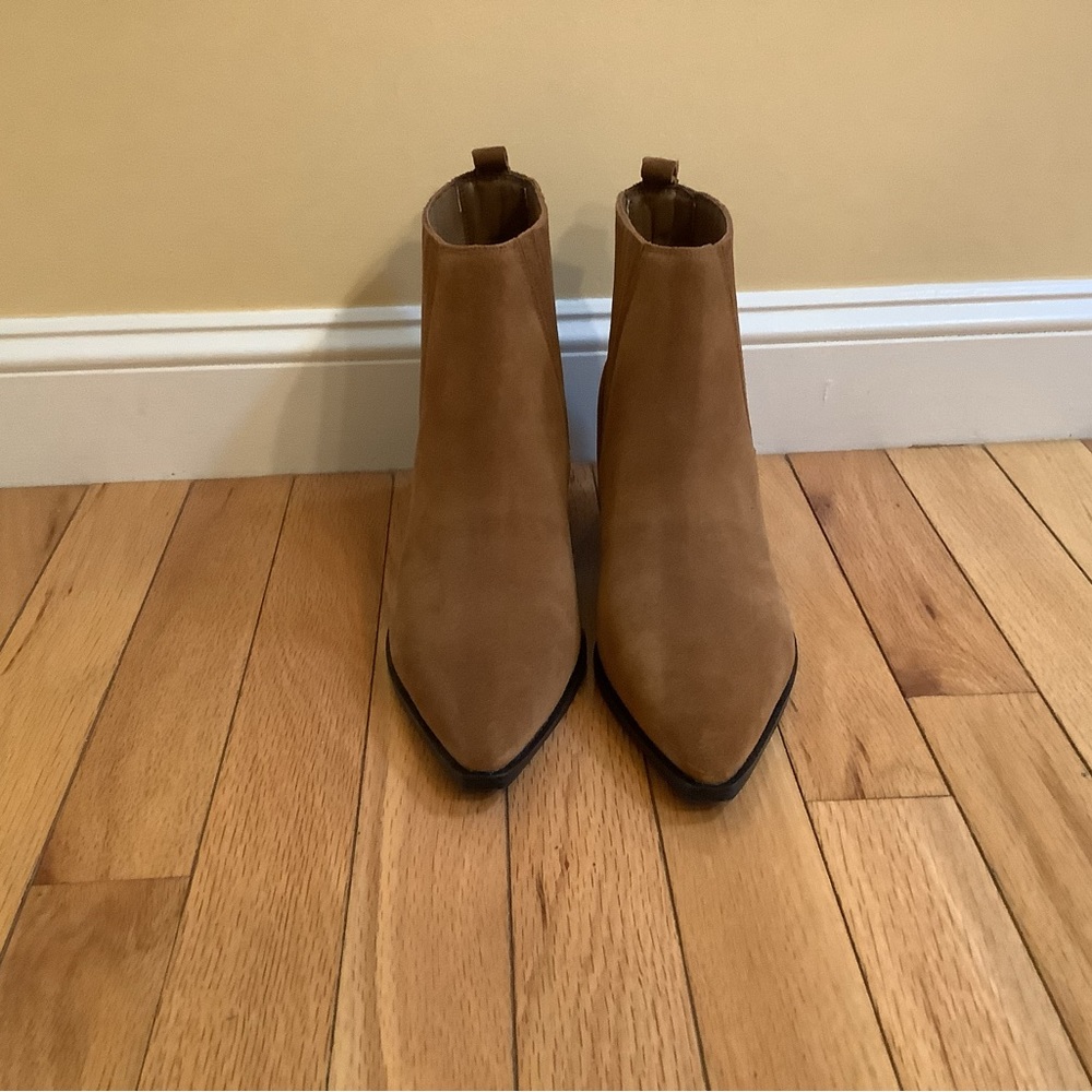 Marc Fisher booties. Real suede, color dark natural